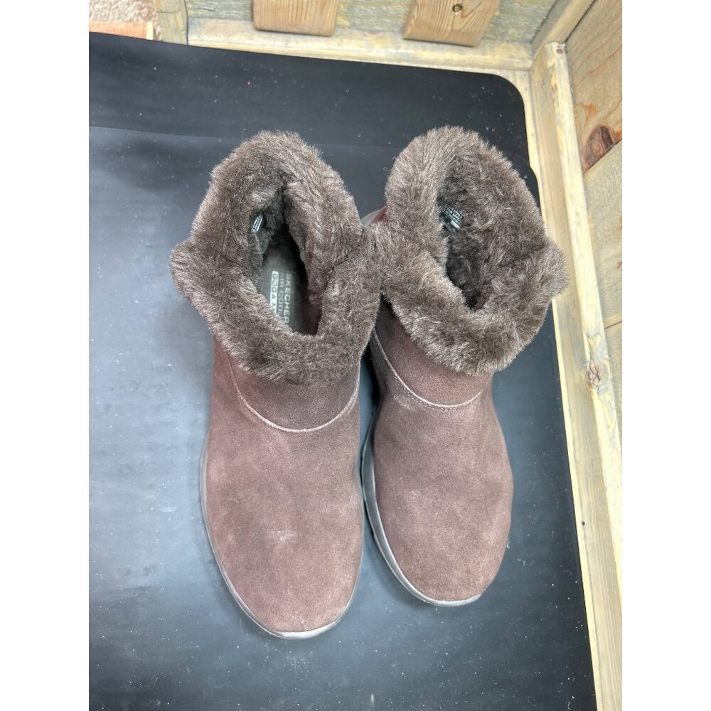 Kelly Skechers Womens Air Cooled Goga Mat Brown Suede Faux Fur Ankle Boots 7.5 - Picture 3 of 8